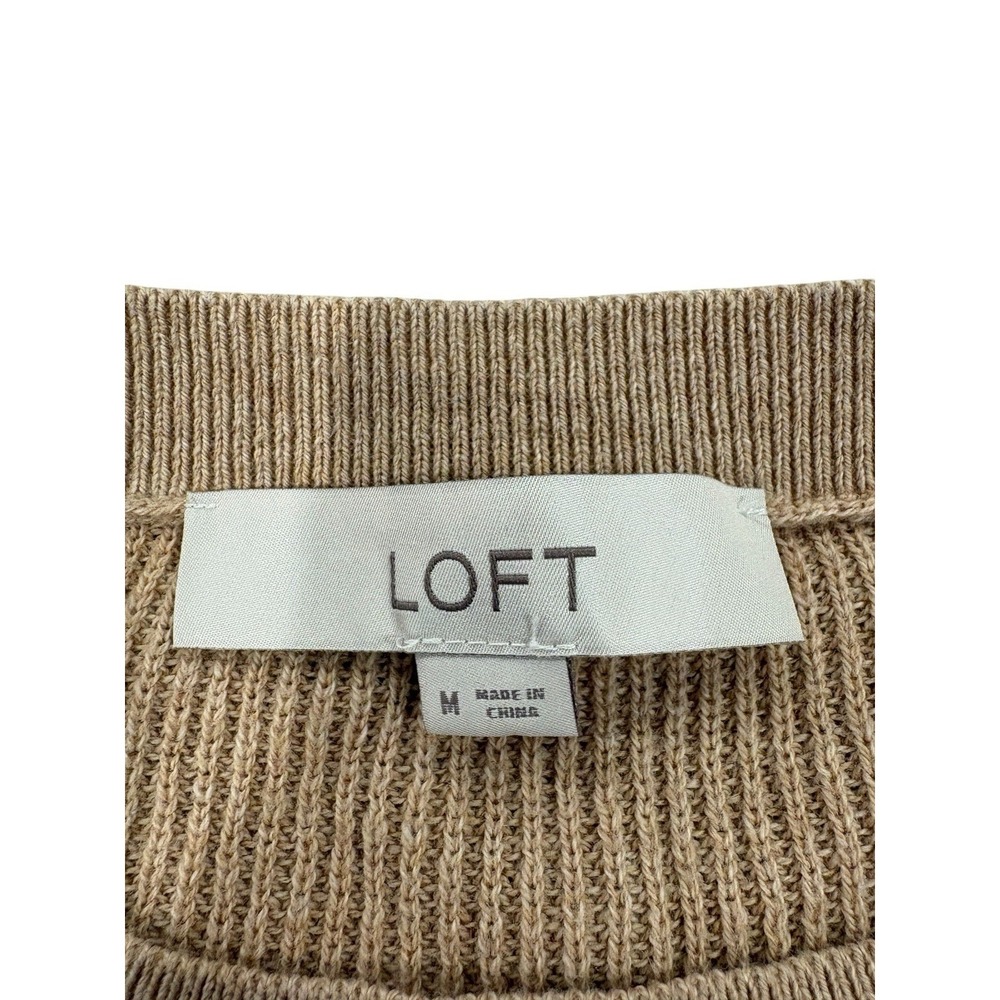Loft Striped Sweater Sz M Crew Neck Cotton Minimalist Basic Capsule Neutral - Picture 5 of 6